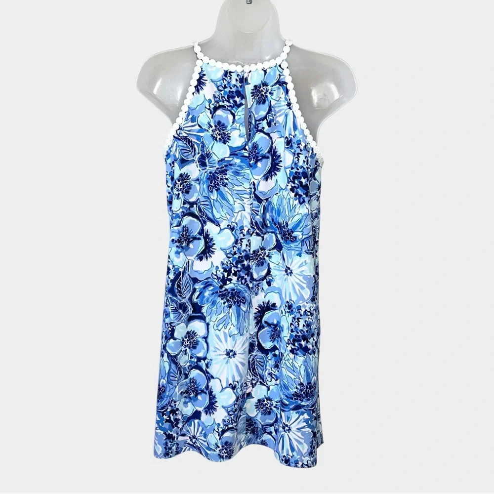 LILLY PULITZER Pearl Soft Lace Shift Dress in Coastal Blue Catch N’ Keep Size 2 - Picture 4 of 7